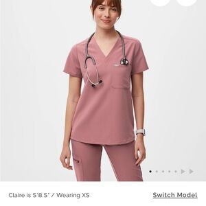 Figs Catarina Mauve V-Neck Scrub Top